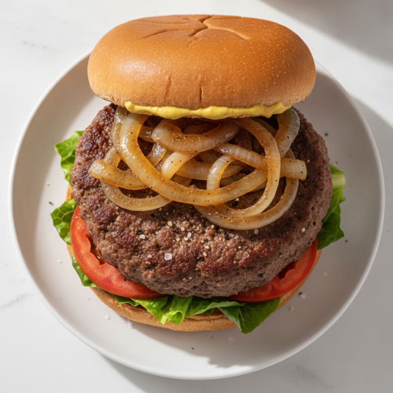 Classic Beef Burger with Caramelized Onions