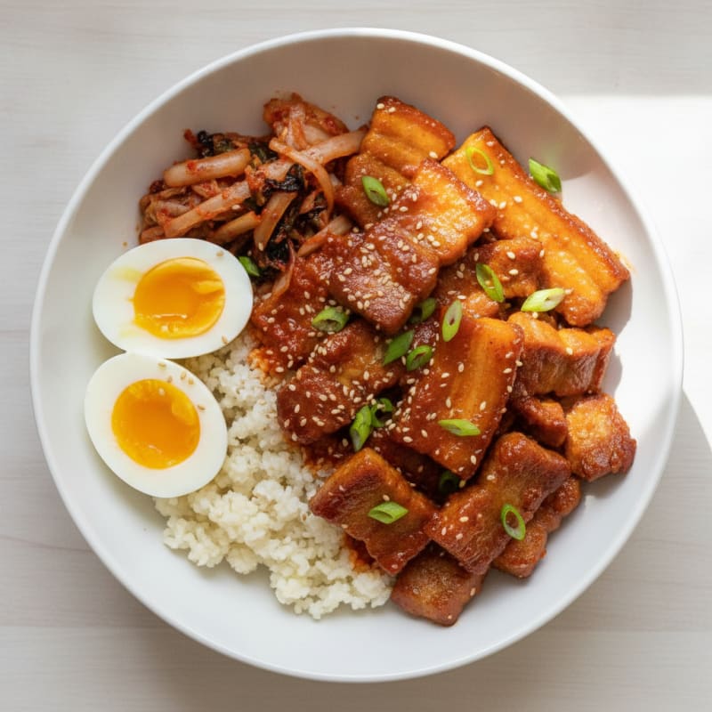 Spicy Gochujang Pork Belly Bowl