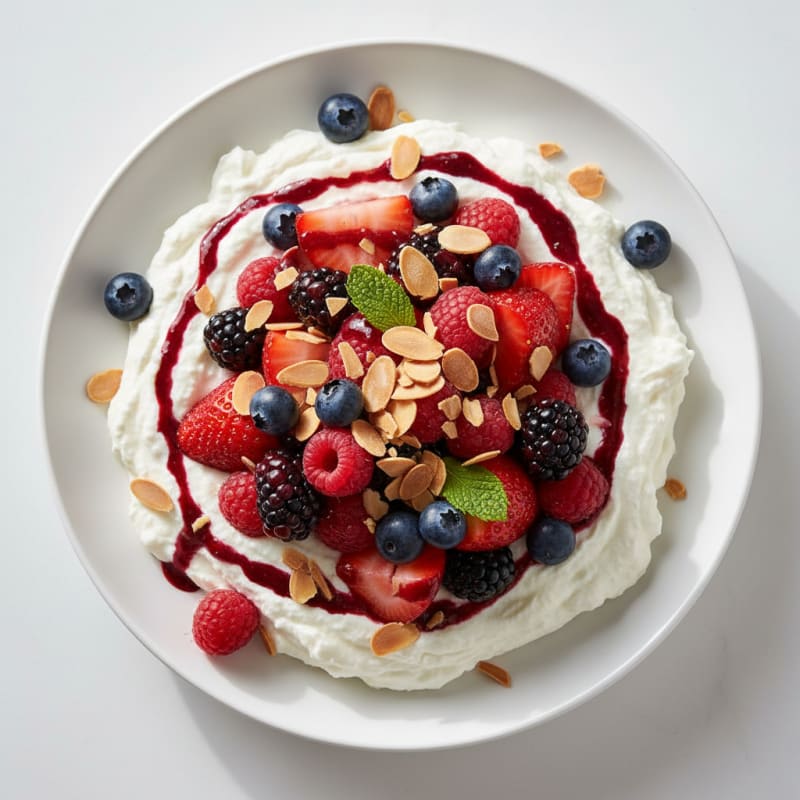 Silky Greek Yogurt Protein Mousse with Mixed Berries