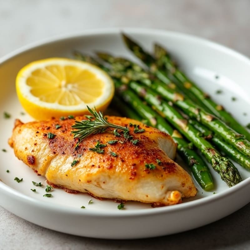 Crispy Lemon Herb Baked Chicken with Roasted Asparagus