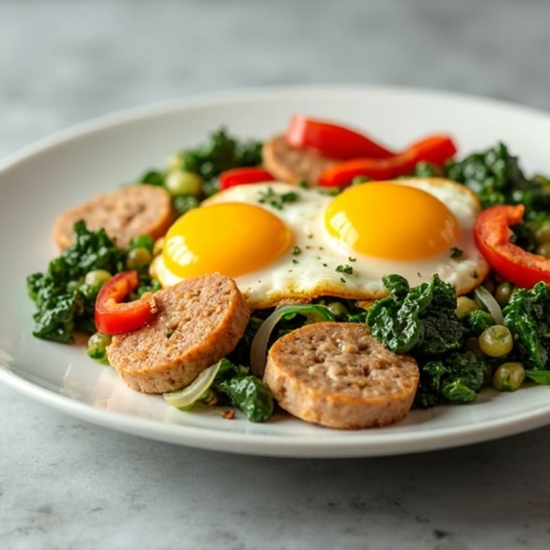 Egg White and Spinach Scramble with Turkey Sausage