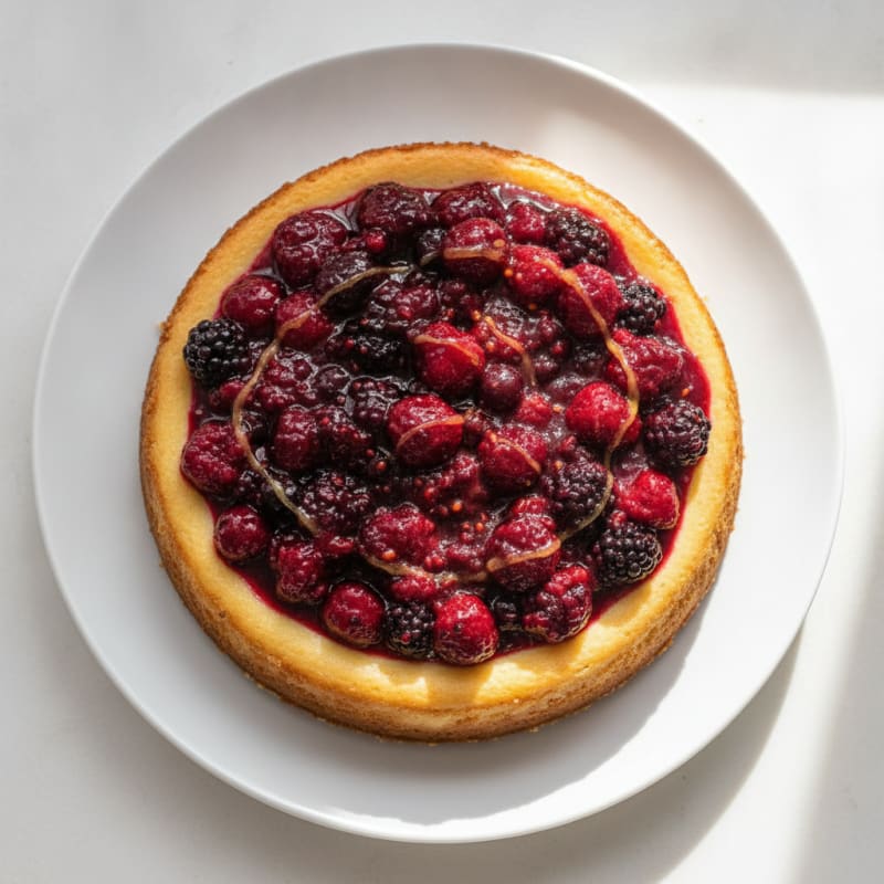 Greek Yogurt Protein Cheesecake with Mixed Berries