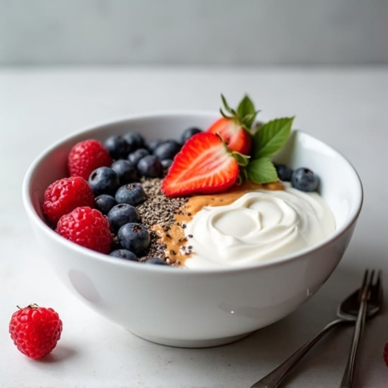 Creamy Greek Yogurt Bowl with Mixed Berries and Almond Butter