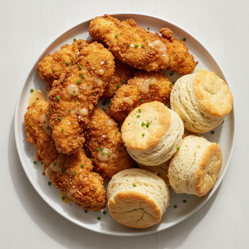Buttermilk Fried Chicken with Fluffy Biscuits