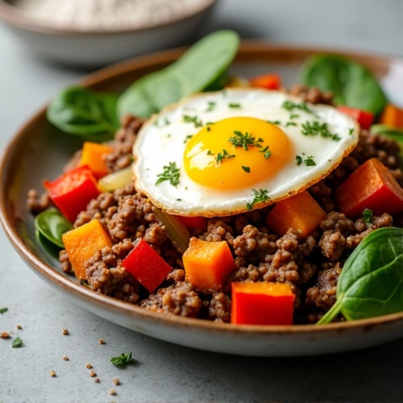 Hearty Ground Beef and Sweet Potato Hash