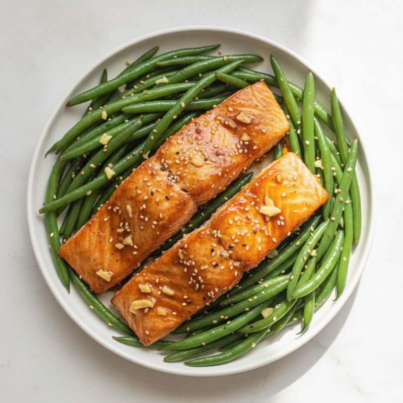 Pan-Seared Teriyaki Salmon with Green Beans