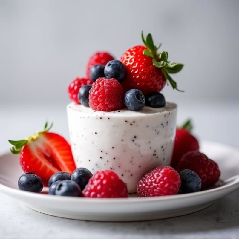 Greek Yogurt Protein Mousse with Mixed Berries