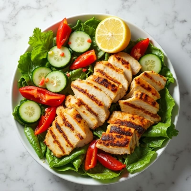 Grilled Chicken Salad with Crisp Vegetables and Lemon Vinaigrette