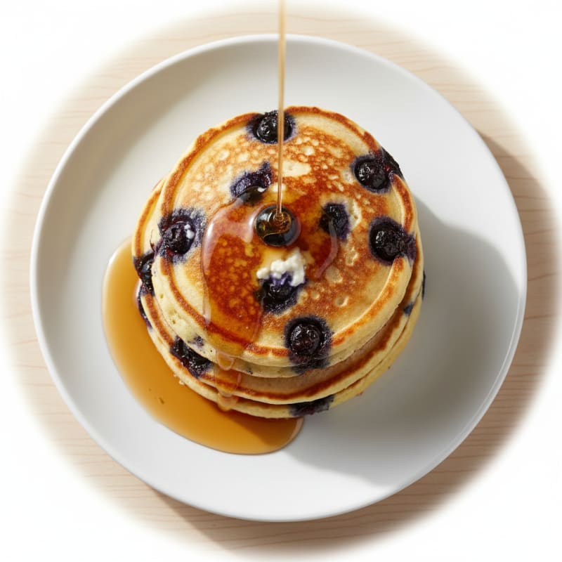 Blueberry Ricotta Pancakes with Maple Syrup