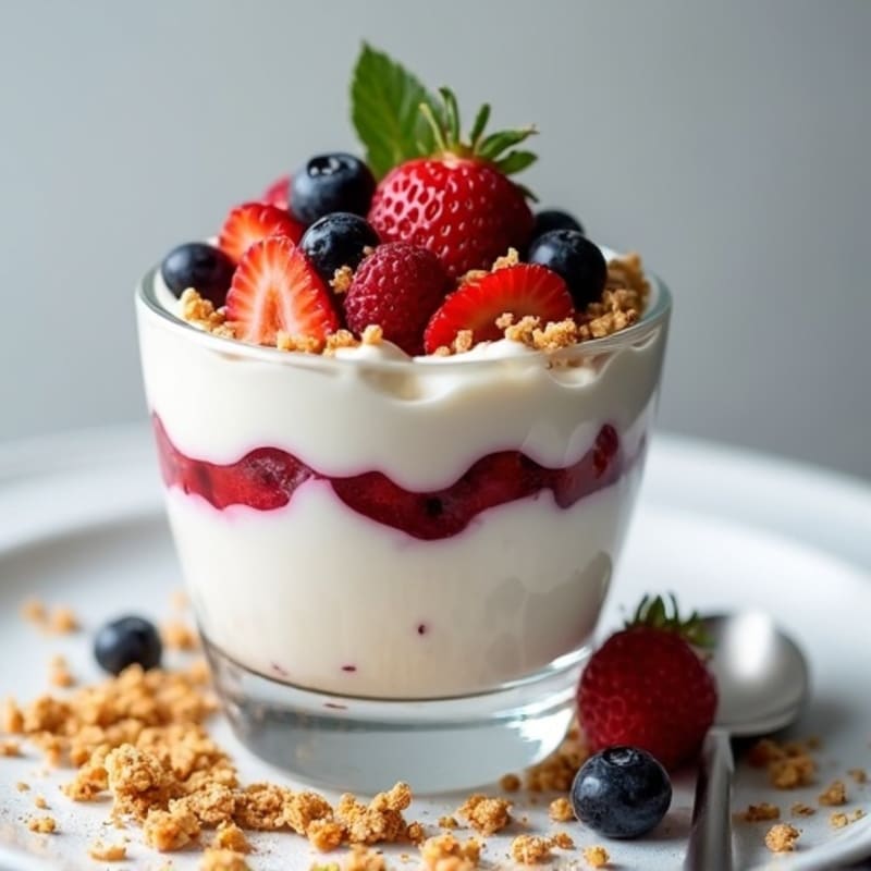 Creamy Greek Yogurt Parfait with Mixed Berries and Almond Granola