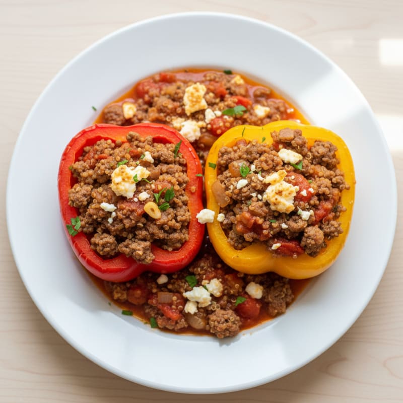 Ground Beef and Quinoa Stuffed Peppers