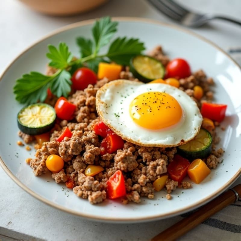 Ground Turkey and Roasted Vegetable Skillet