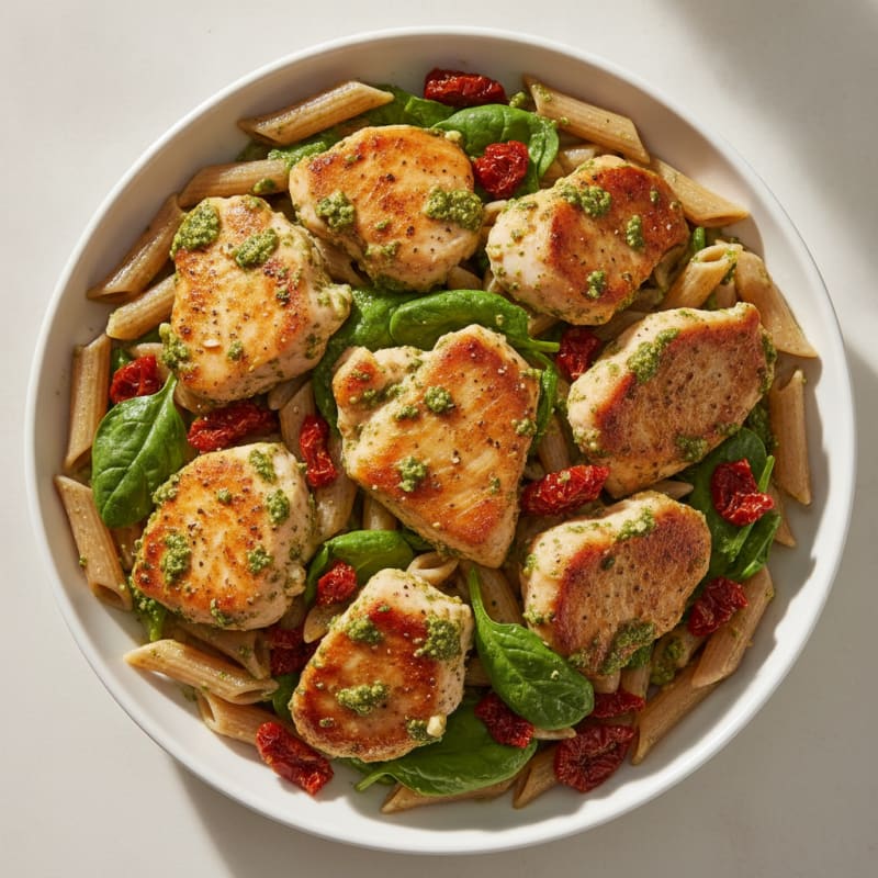 Pesto Chicken with Sundried Tomatoes Pasta