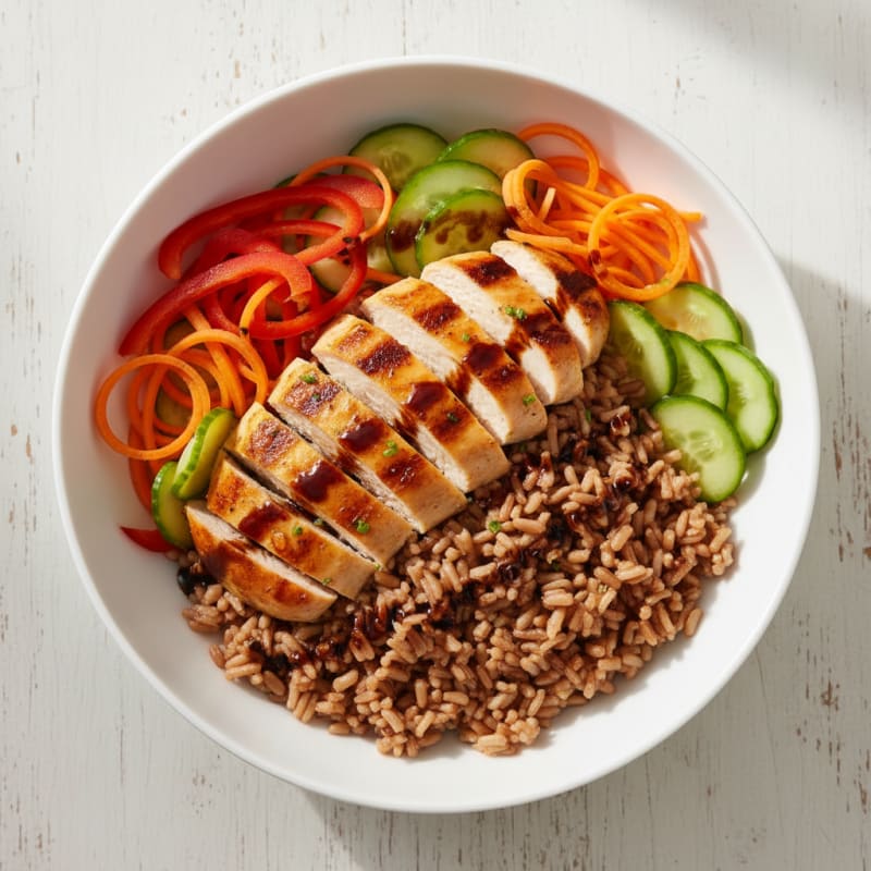 Grilled Chicken Rice Bowl with Crunchy Vegetables