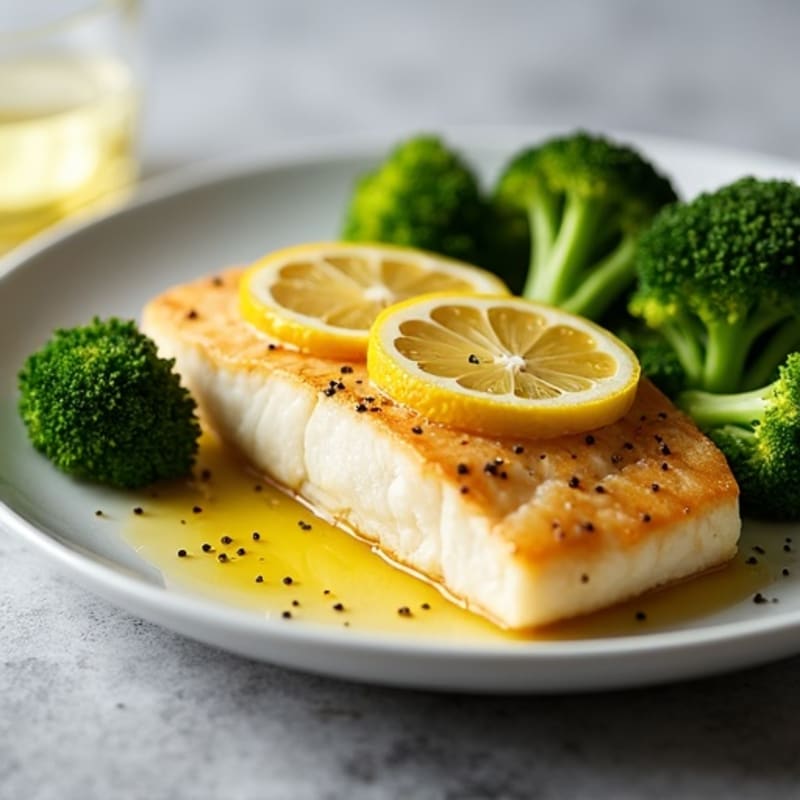 Lemon-Garlic Pan-Seared Cod with Tender Roasted Broccoli