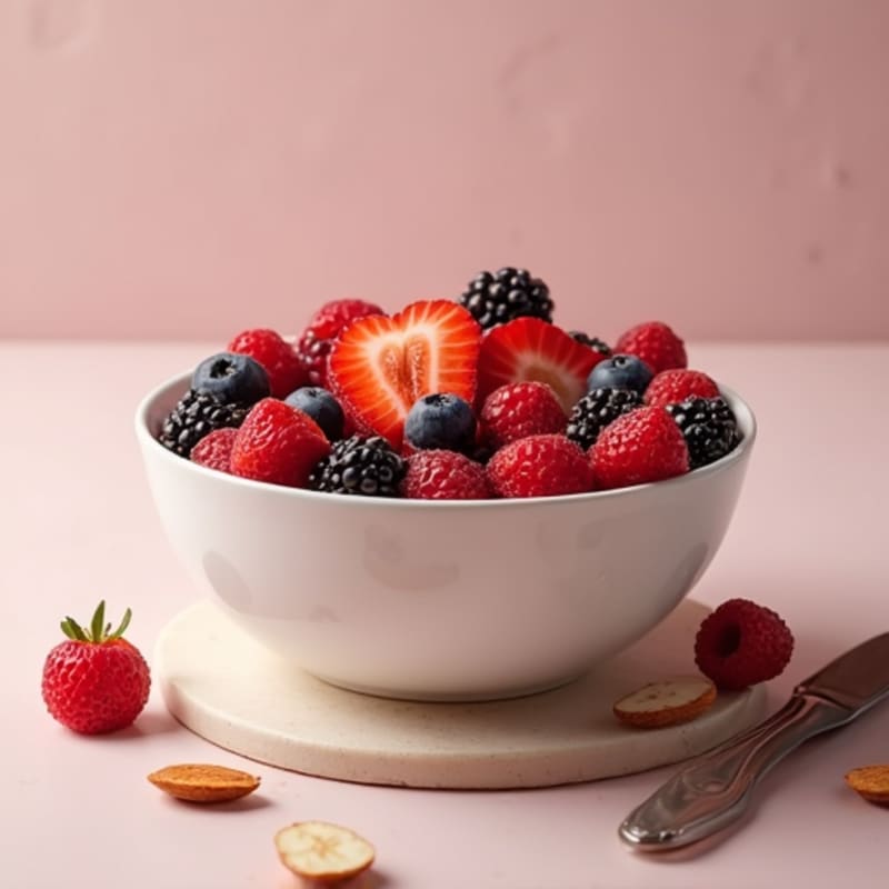 Cottage Cheese Bowl with Fresh Berries and Almonds