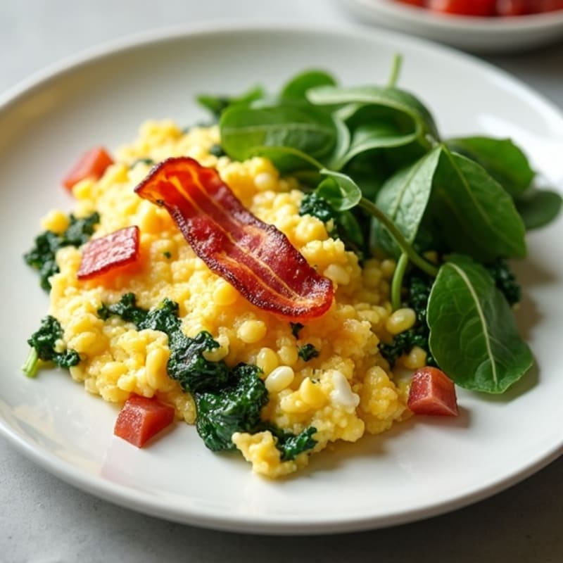 Egg White Scramble with Spinach and Turkey Bacon