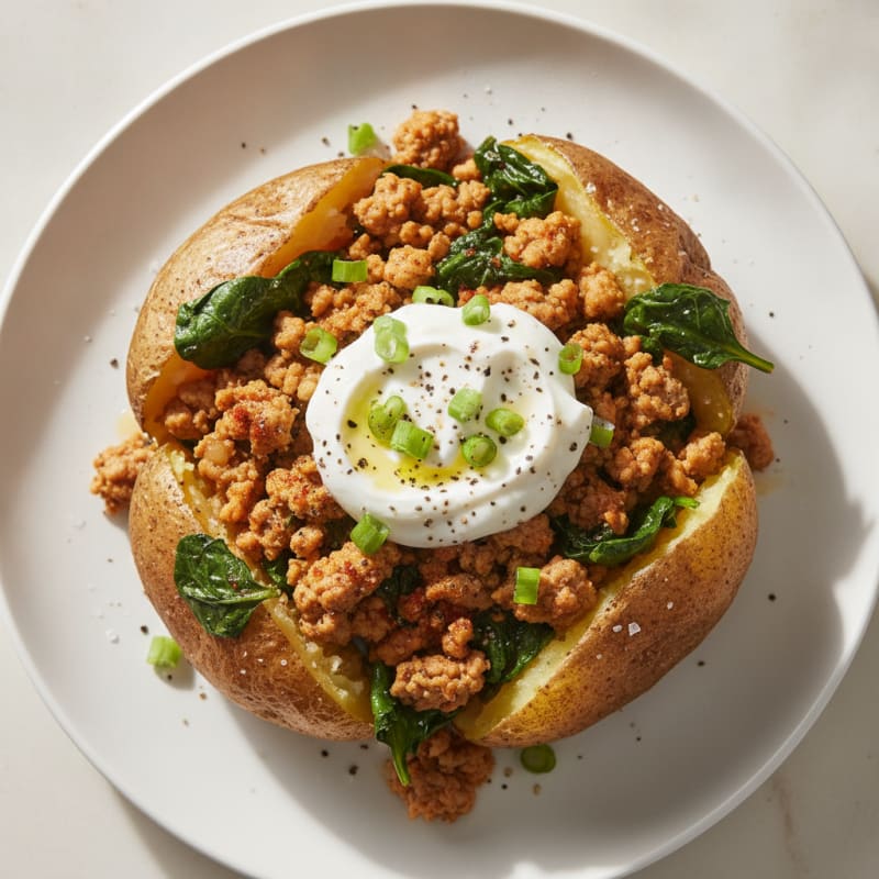 Loaded Savory Turkey and Spinach Russet Potato