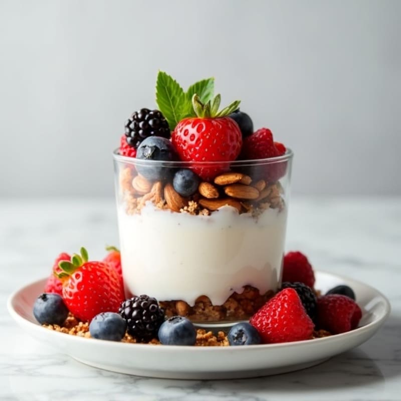 Greek Yogurt Parfait with Mixed Berries and Almonds