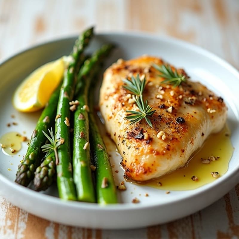 Pan-Seared Lemon Herb Chicken with Roasted Asparagus