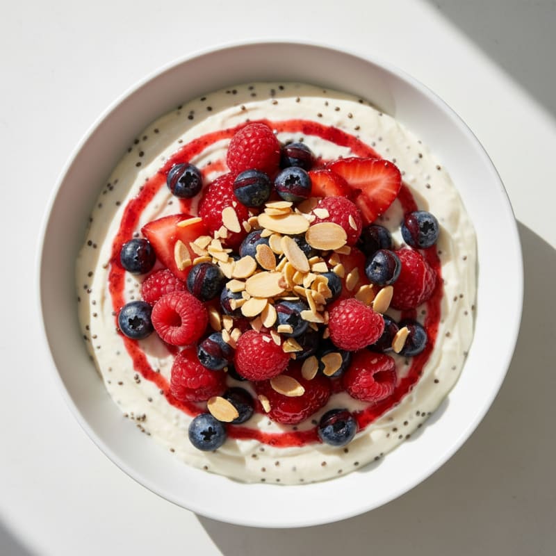 Greek Yogurt Protein Pudding with Fresh Berries
