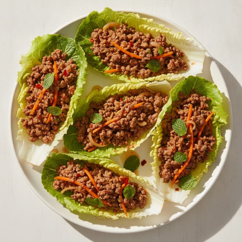 Lean Ground Beef Chile-Lime Lettuce Wraps