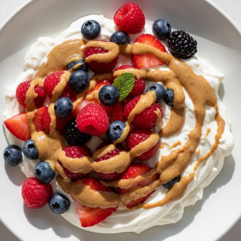 Greek Yogurt Protein Bowl with Mixed Berries and Almond Butter