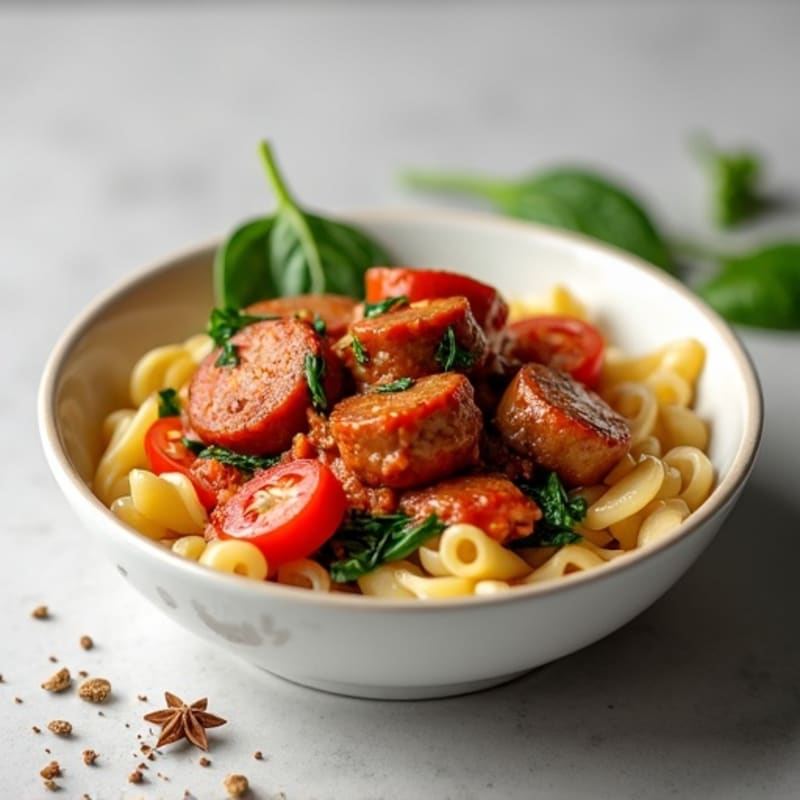 Lean Turkey Sausage Ragu with Protein Pasta