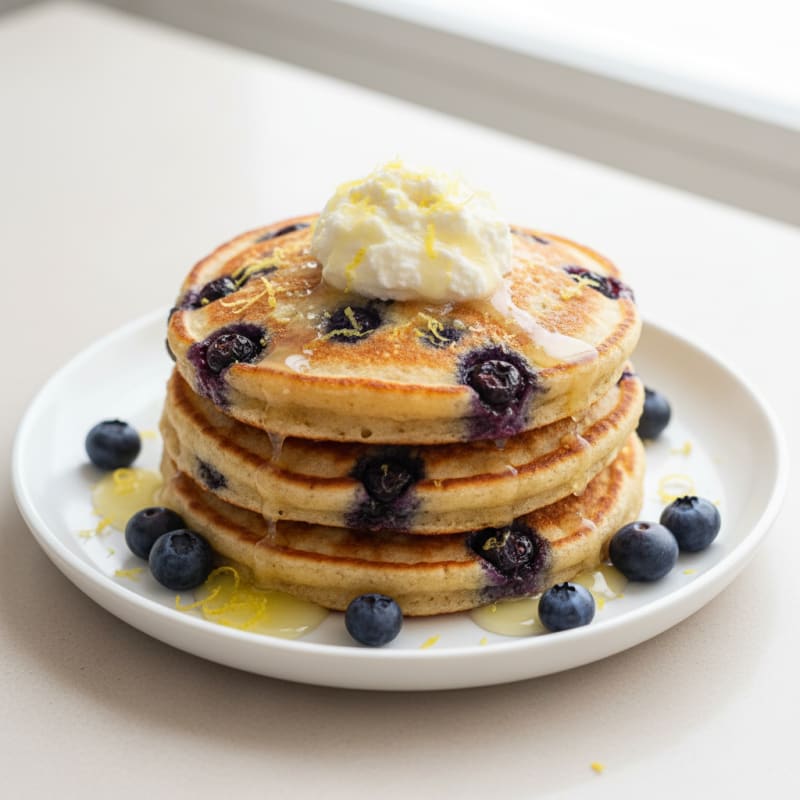 Blueberry Ricotta Pancakes with Lemon Zest