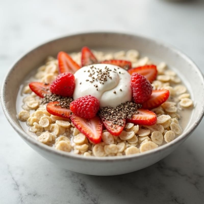Vanilla Protein Oats with Greek Yogurt and Chia Seeds