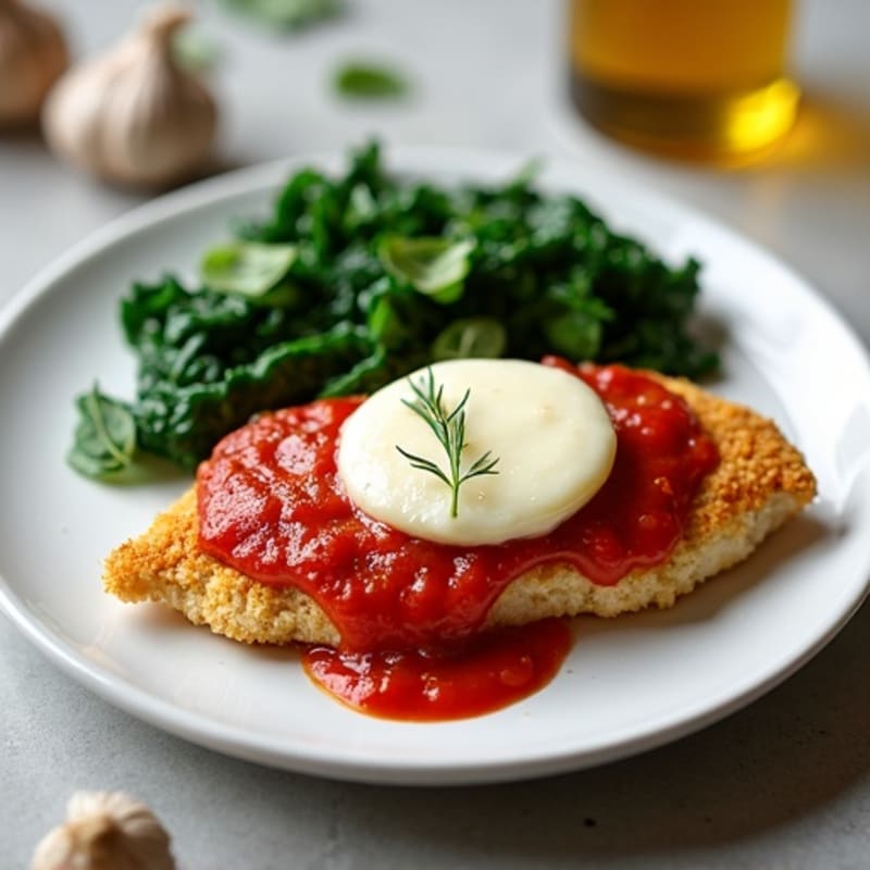 Crispy Baked Chicken Parmesan with Garlicky Greens