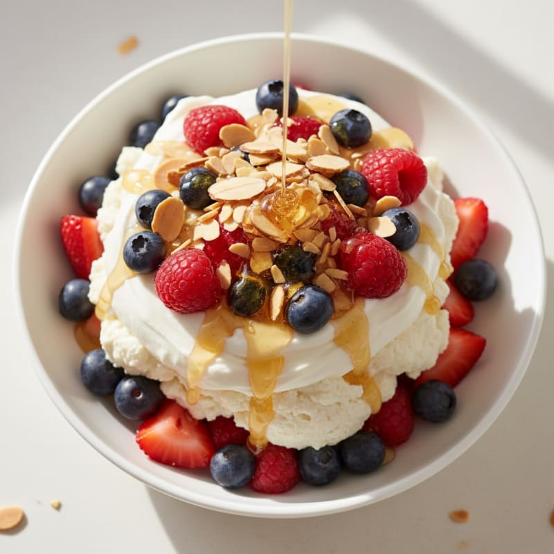 Greek Yogurt Protein Parfait with Mixed Berries and Almonds