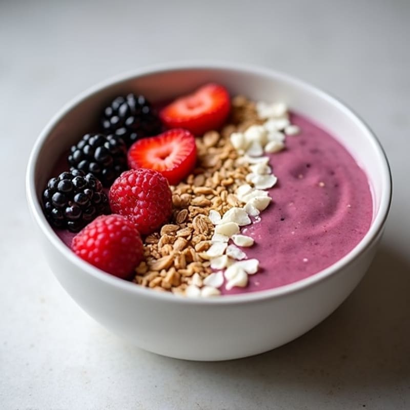Silky Tofu Protein Smoothie Bowl with Almond Butter and Berries