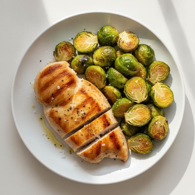 Pan-Seared Chicken Breast with Roasted Brussels Sprouts