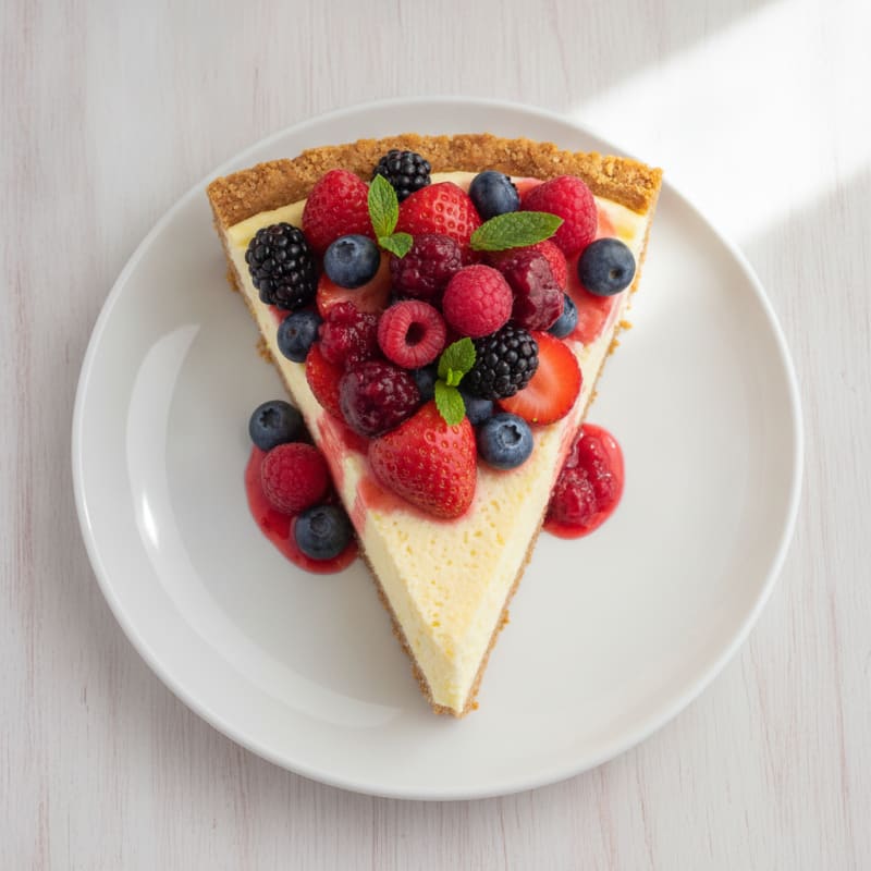 Greek Yogurt Protein Cheesecake with Mixed Berries