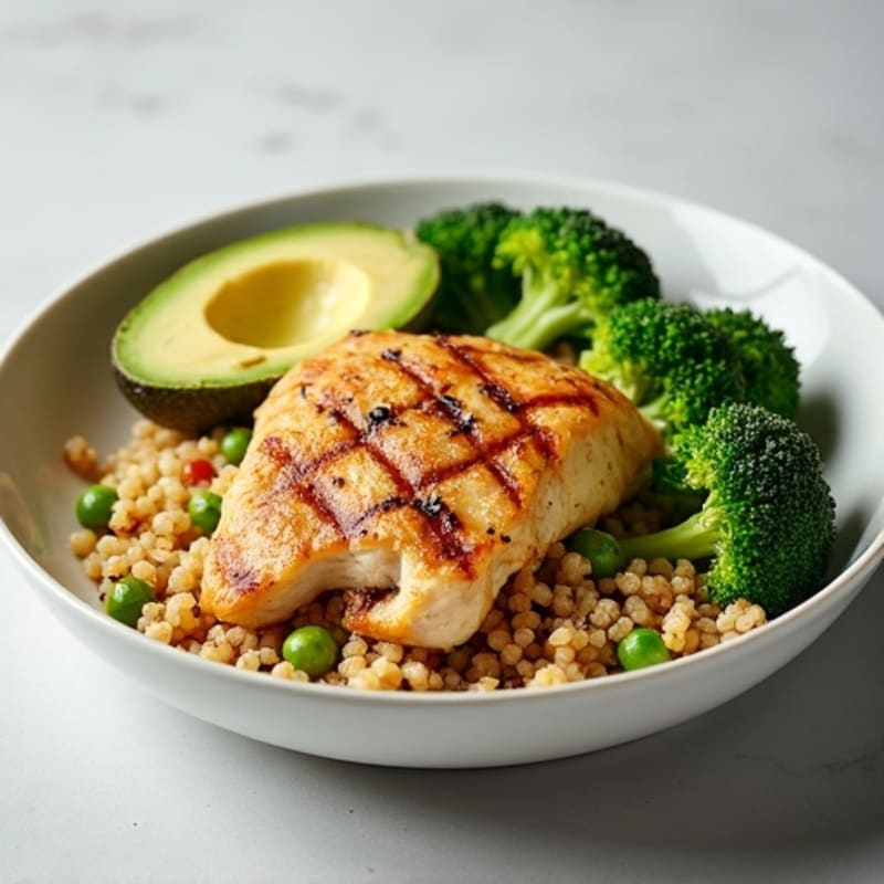 Grilled Chicken Breast with Quinoa and Steamed Broccoli
