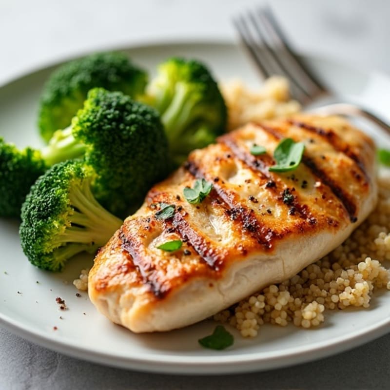 Grilled Chicken Breast with Quinoa and Steamed Broccoli