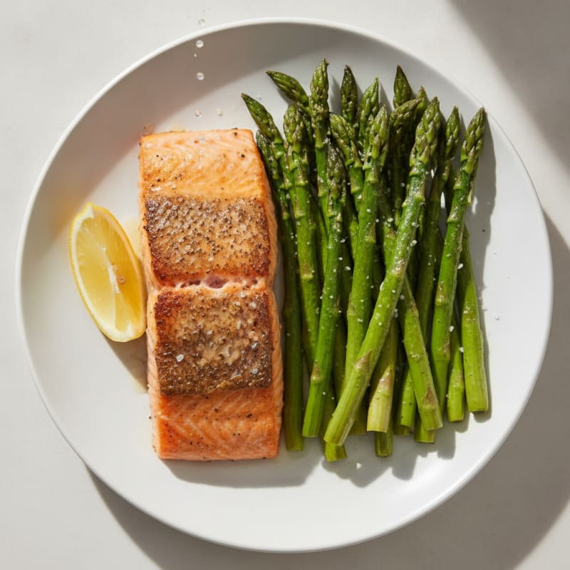 Pan-Seared Salmon with Roasted Asparagus