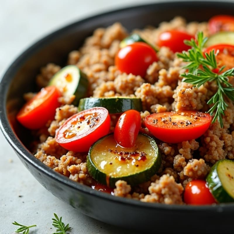 Savory Ground Turkey and Roasted Vegetable Skillet