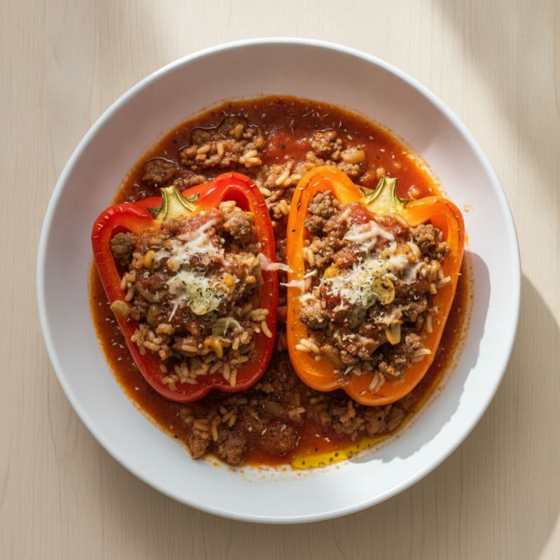 Beef and Rice Stuffed Bell Peppers