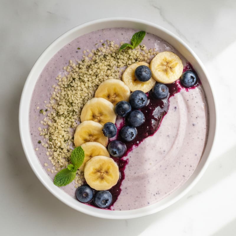 Silky Tofu Protein Smoothie Bowl with Hemp Seeds