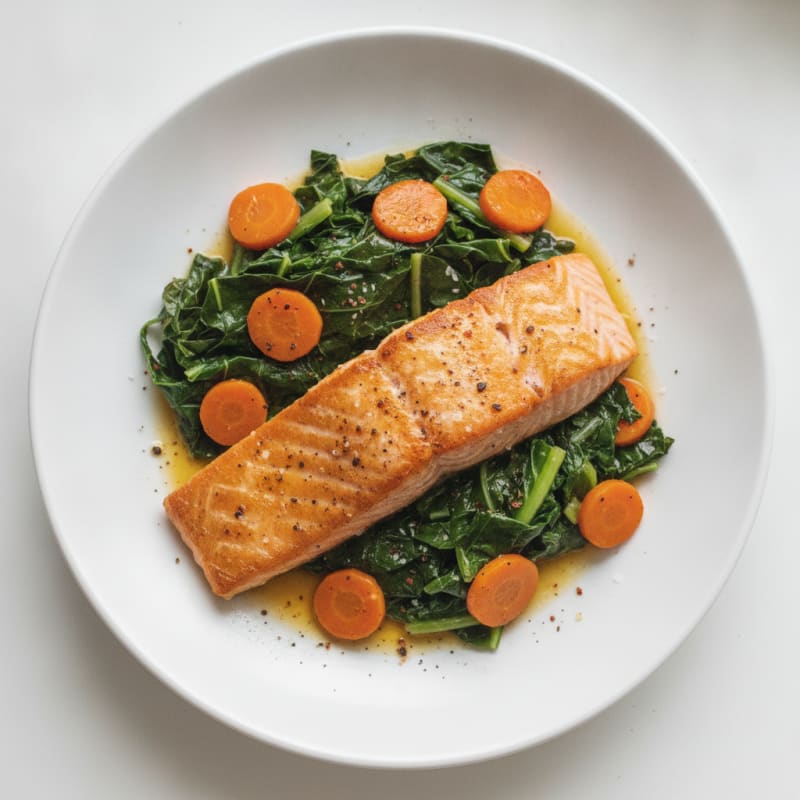 Pan-Seared Salmon with Braised Collard Greens
