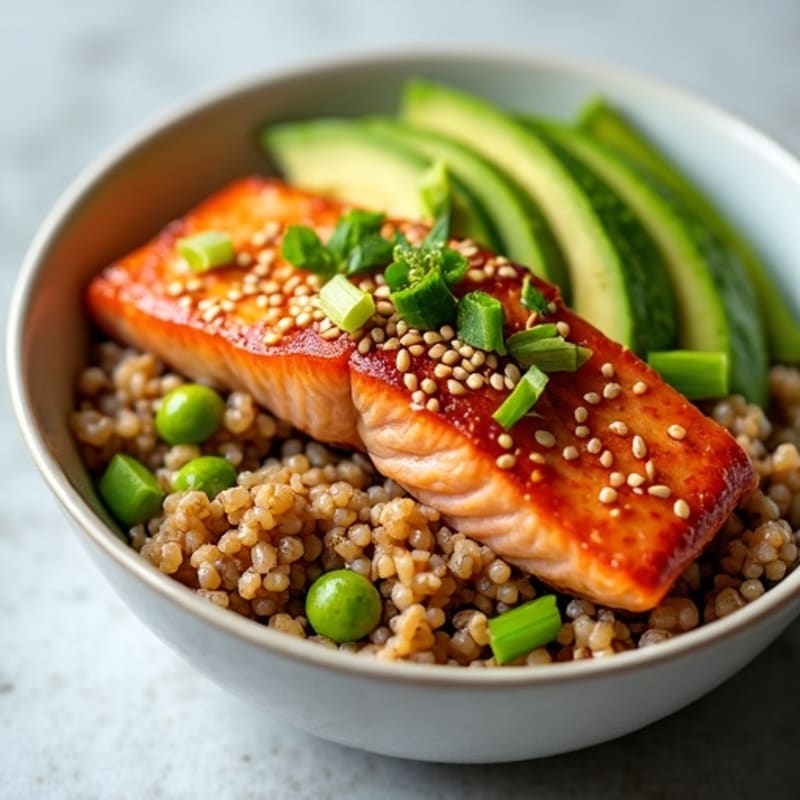 Fresh Sesame Salmon and Avocado Rice Bowl