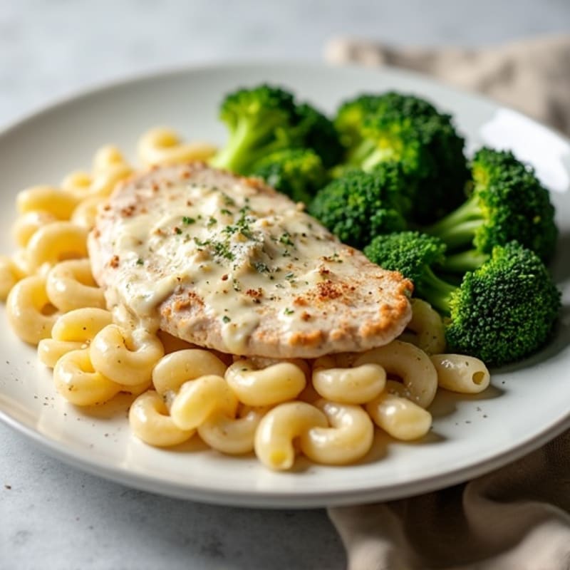 Creamy Chicken Alfredo with Roasted Broccoli