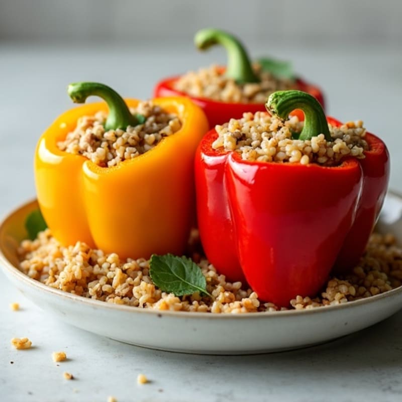 Savory Ground Turkey and Brown Rice Stuffed Bell Peppers