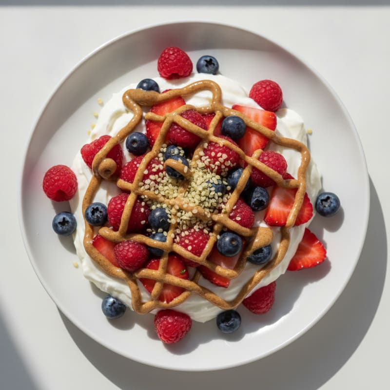 Greek Yogurt Parfait with Mixed Berries and Almond Butter