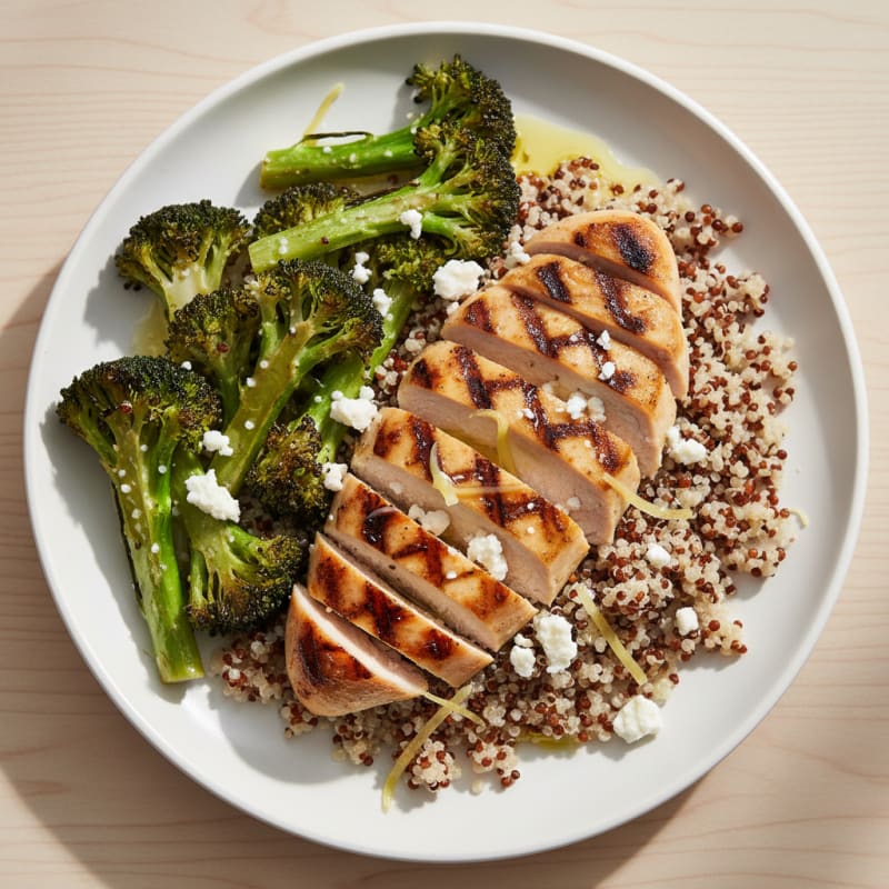 Grilled Chicken Breast with Roasted Broccoli and Quinoa
