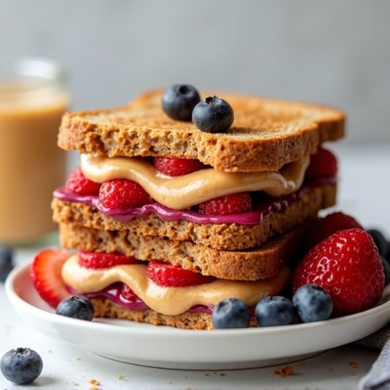 Crispy Toasted Peanut Butter and Fresh Berry Sandwich