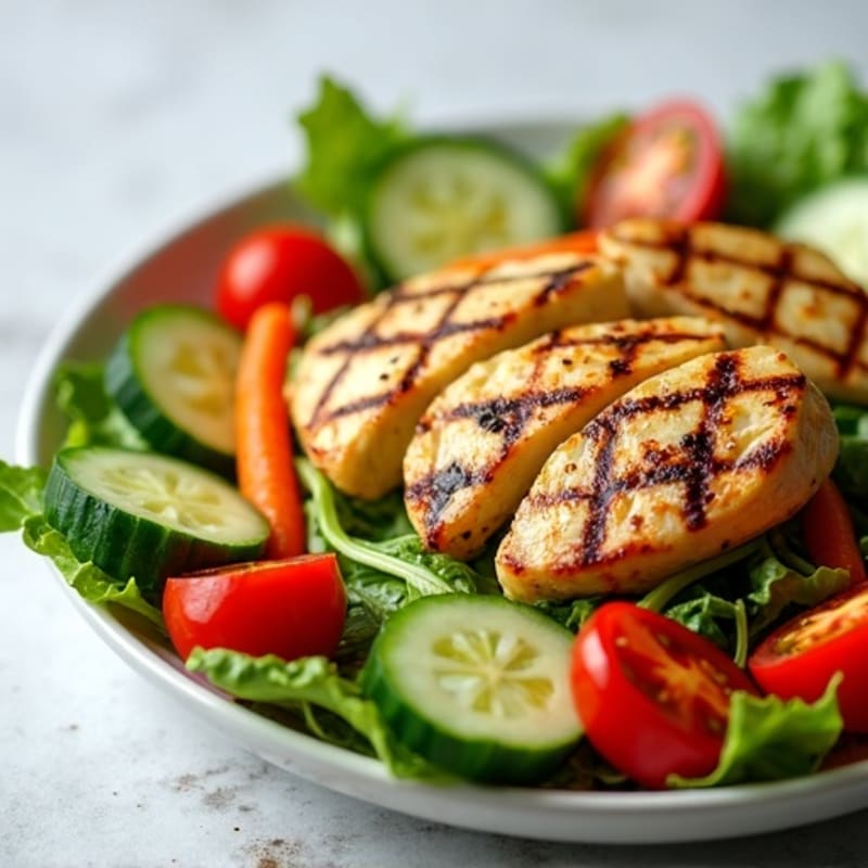 Grilled Chicken Breast Salad with Crunchy Veggies