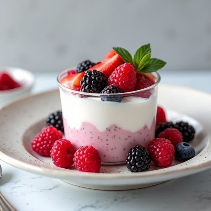 Greek Yogurt Protein Pudding with Mixed Berries